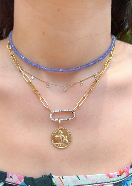 14K 4.5mm Paperclip & Diamond Charm Holder – Charlotte's Inc