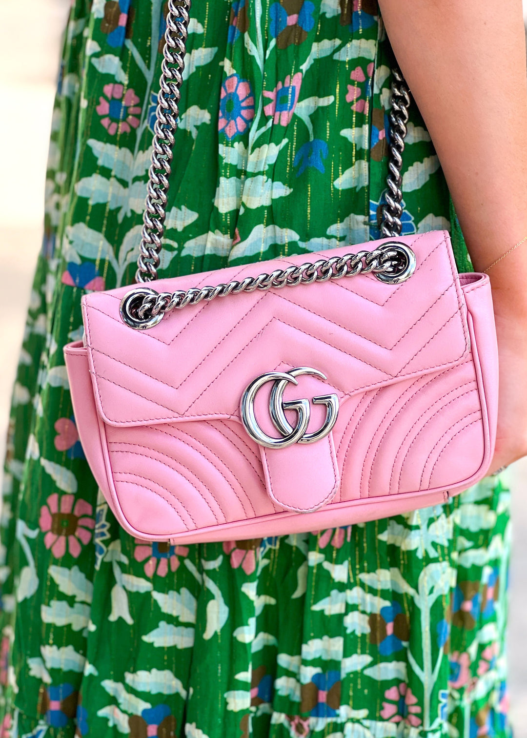 Gucci Pink Quilted Leather Marmont Mini Shoulder Bag