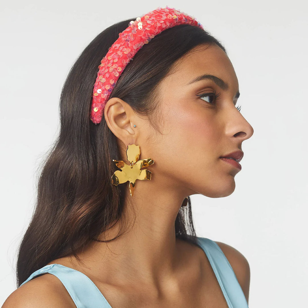 Lele Sadoughi Gold Metal Small Paper Lily Earrings