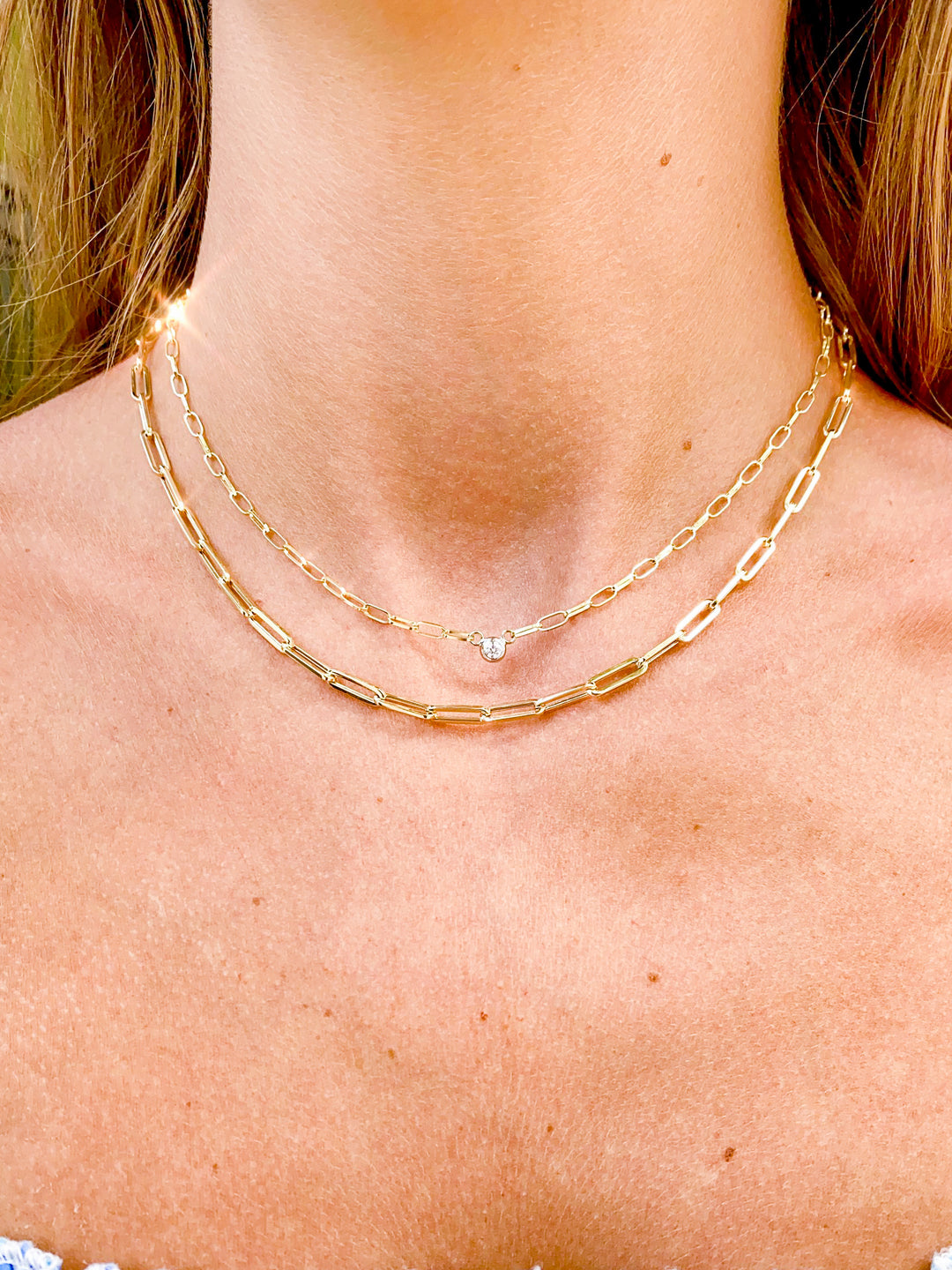 14kt Paperclip Chain Stacking Necklaces