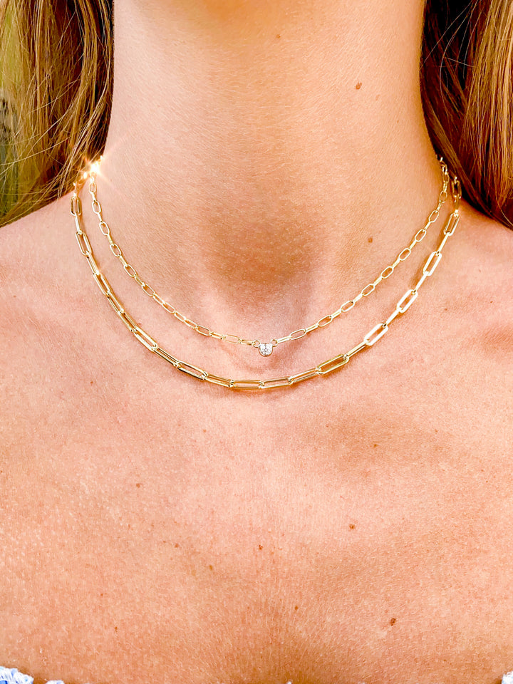 14kt Paperclip Chain Stacking Necklaces