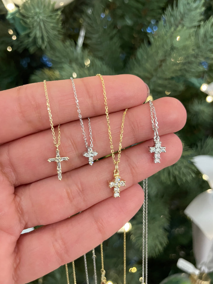 Assorted Diamond/14k Gold Cross Necklaces