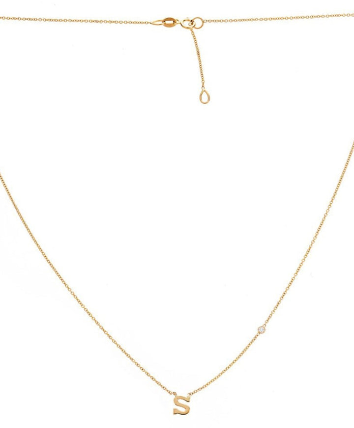 14kt Initial Necklace with Diamond on