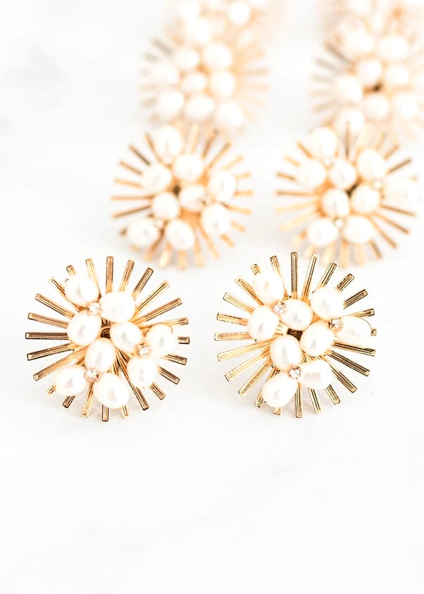 Sunburst Earrings | Pearl