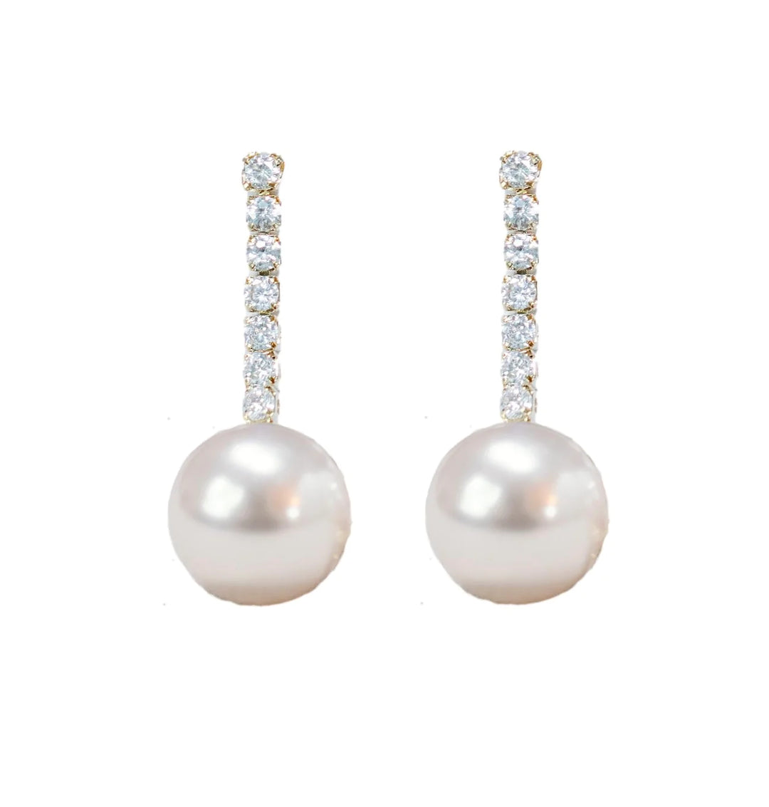 Swingy Crystal Pearl Drop Earrings