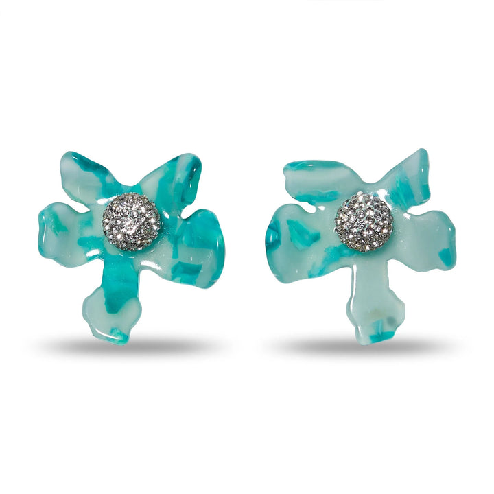 Crystal Lily Button Earring | Emerald