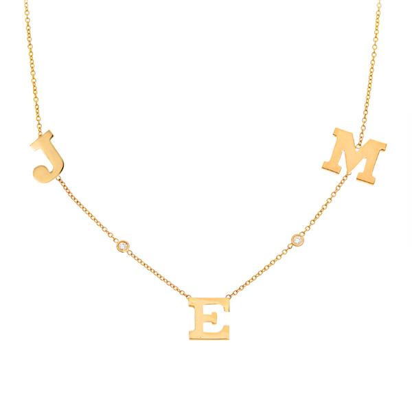 14kt Initial Necklace with Diamond on