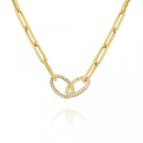 14kt Gold and Diamond Hinged Double Link Necklace