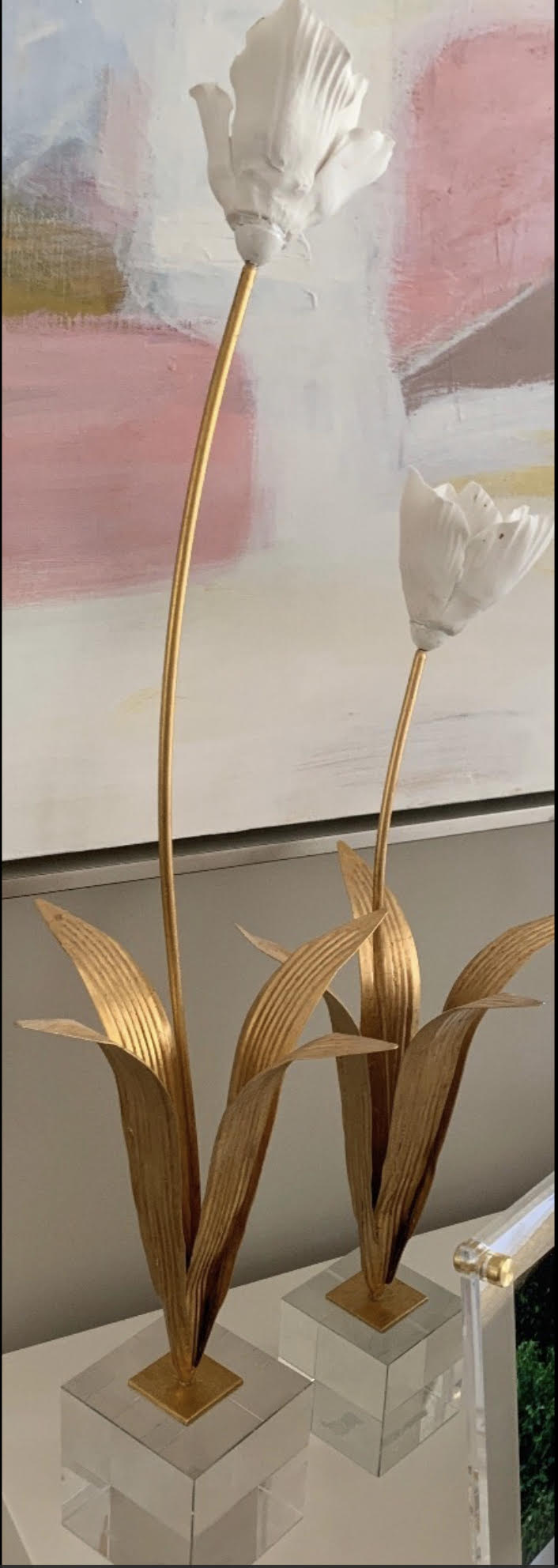 Porcelain Tulip on Acrylic Base - Charlotte's Inc